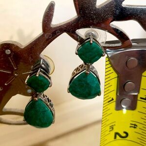 Ross Simons Emerald Drop Earrings in Sterling Silver 19.20 carat weight